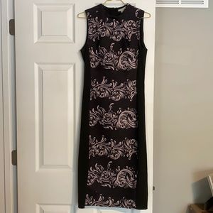 H&M Black and Blush Sleeveless Midi Dress